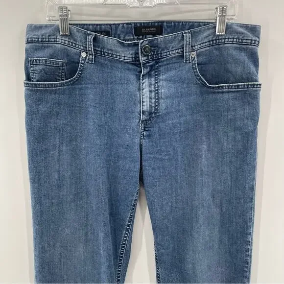 ALBERTO Luxury Pipe Regular Fit Coolmax Lightweight Jeans Size 32 Preppy Casual - Picture 2 of 15